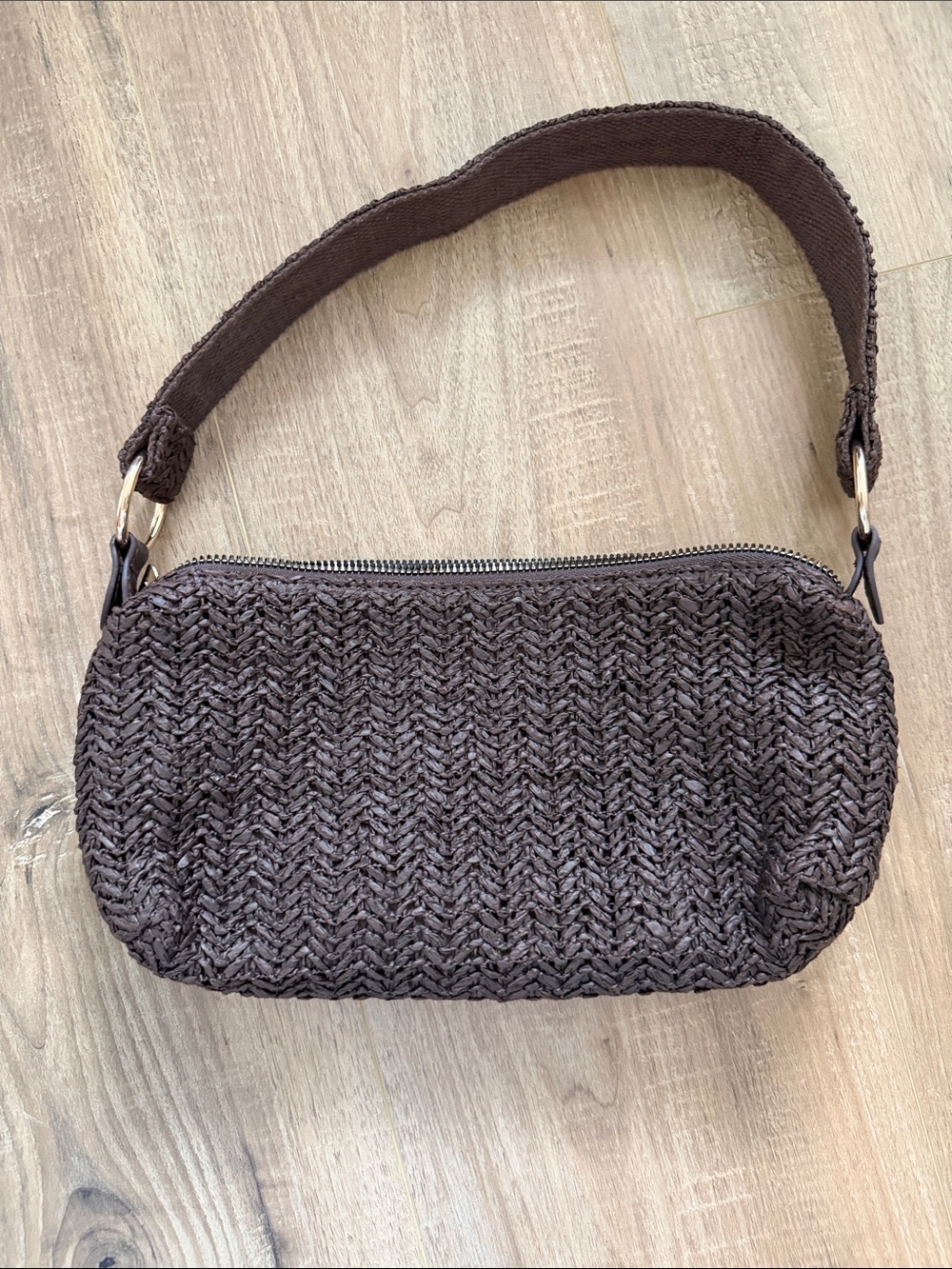 Ardene Dark Brown Woven Shoulder Bag